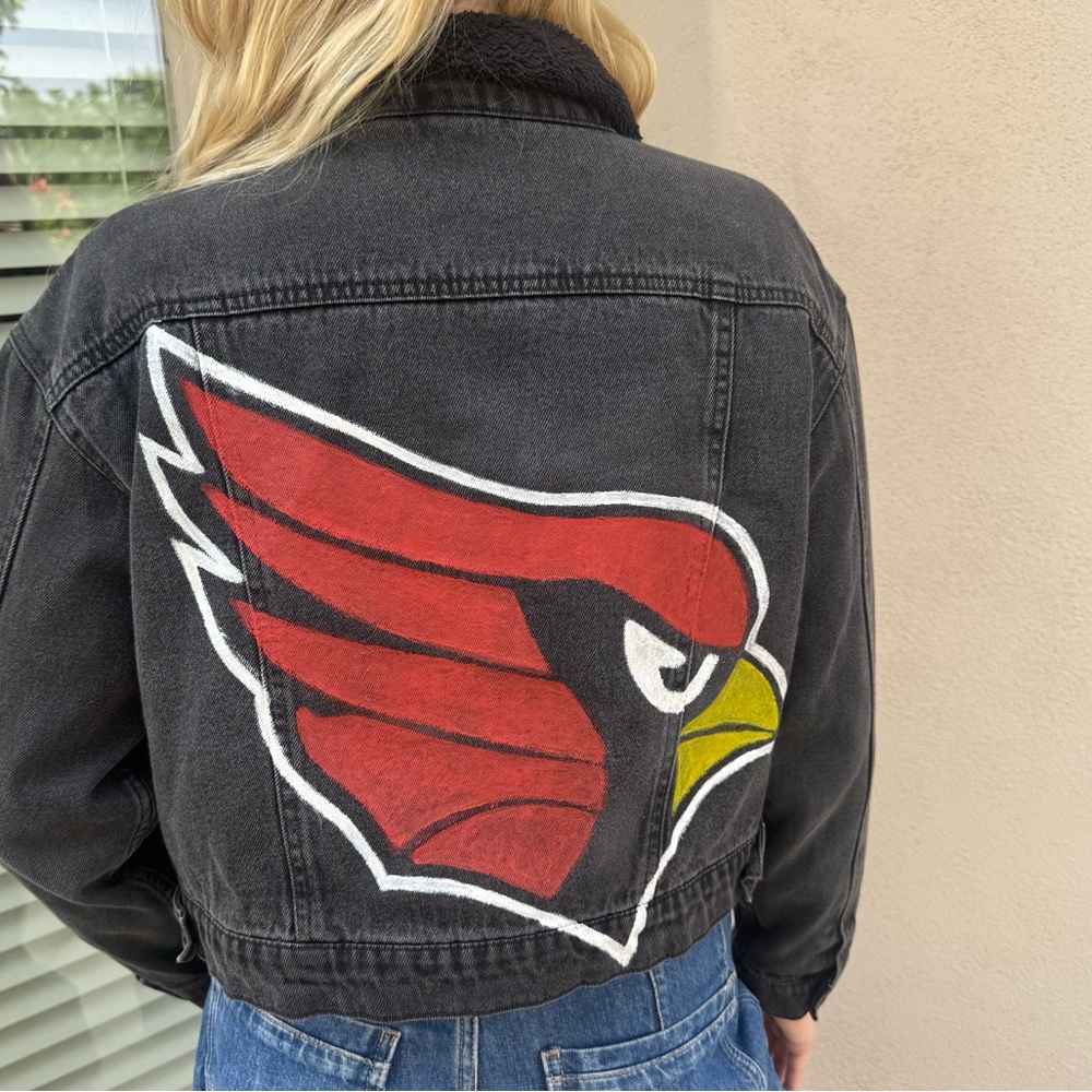 Hand painted Arizona Cardinal denim jacket